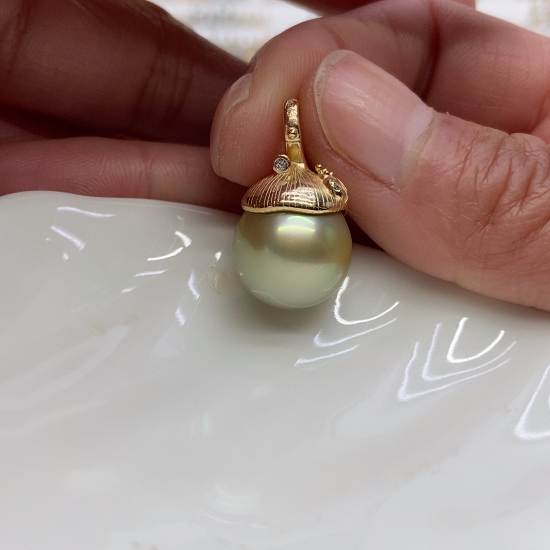 海水珍珠吊坠(不含链)银S925镶嵌