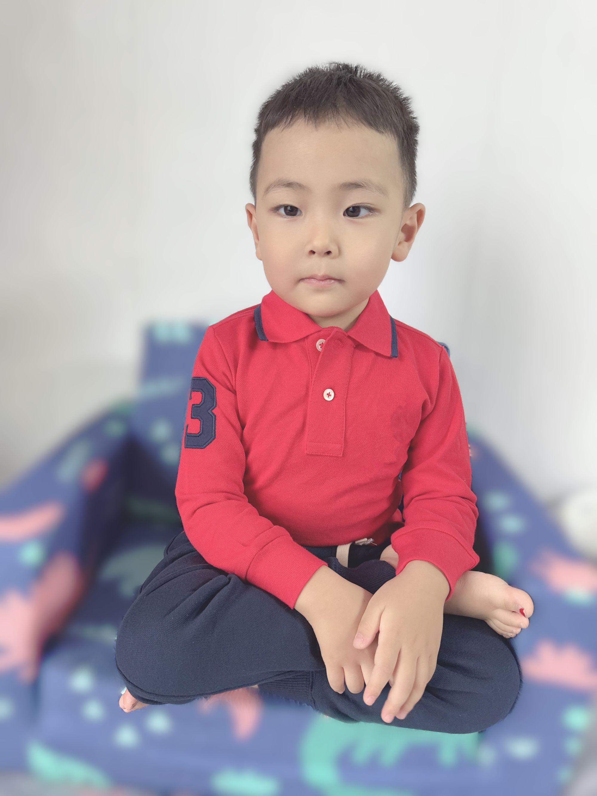 【豆乐推荐】儿童红色长袖翻领POLO衫