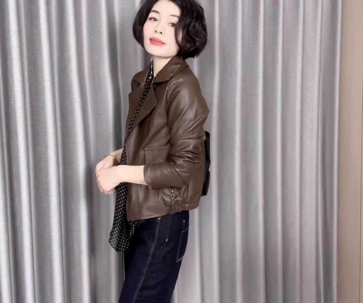 （小纪服饰专属）冬款百搭修身韩版休闲皮衣外套