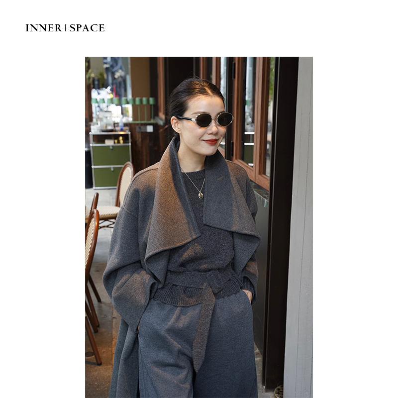 INNER｜SPACE老钱灰时装套头羊毛毛衫GLW500010