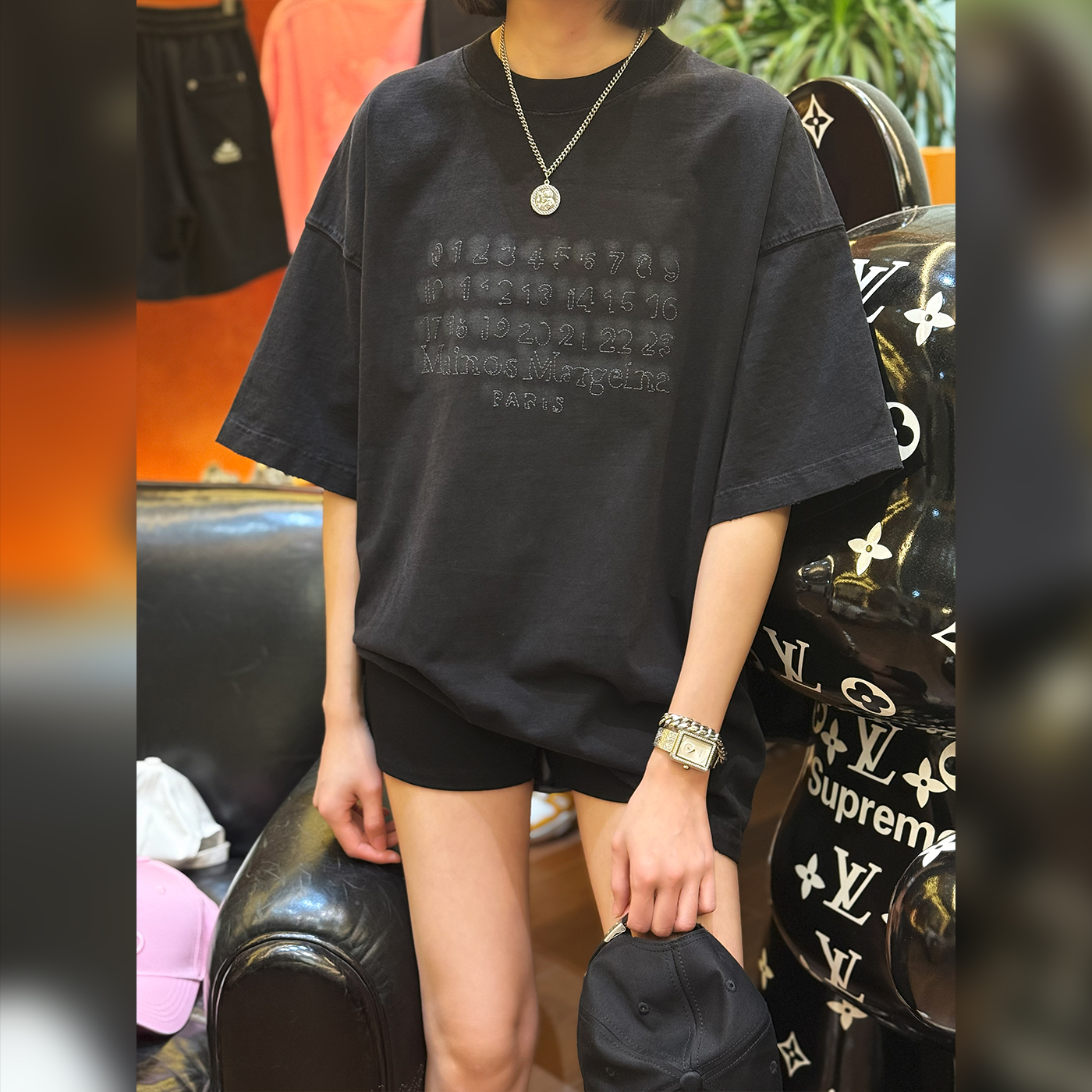 英姐【浅数字】男女同款短袖老钱风百搭T恤 KLX-TX66375
