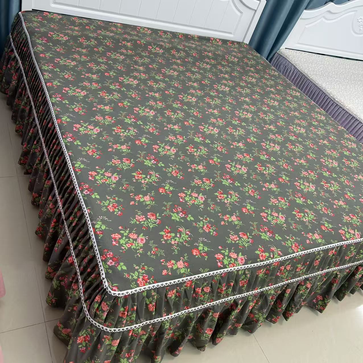 高端精品床罩（琉璃花香）防尘加厚暖绒棉