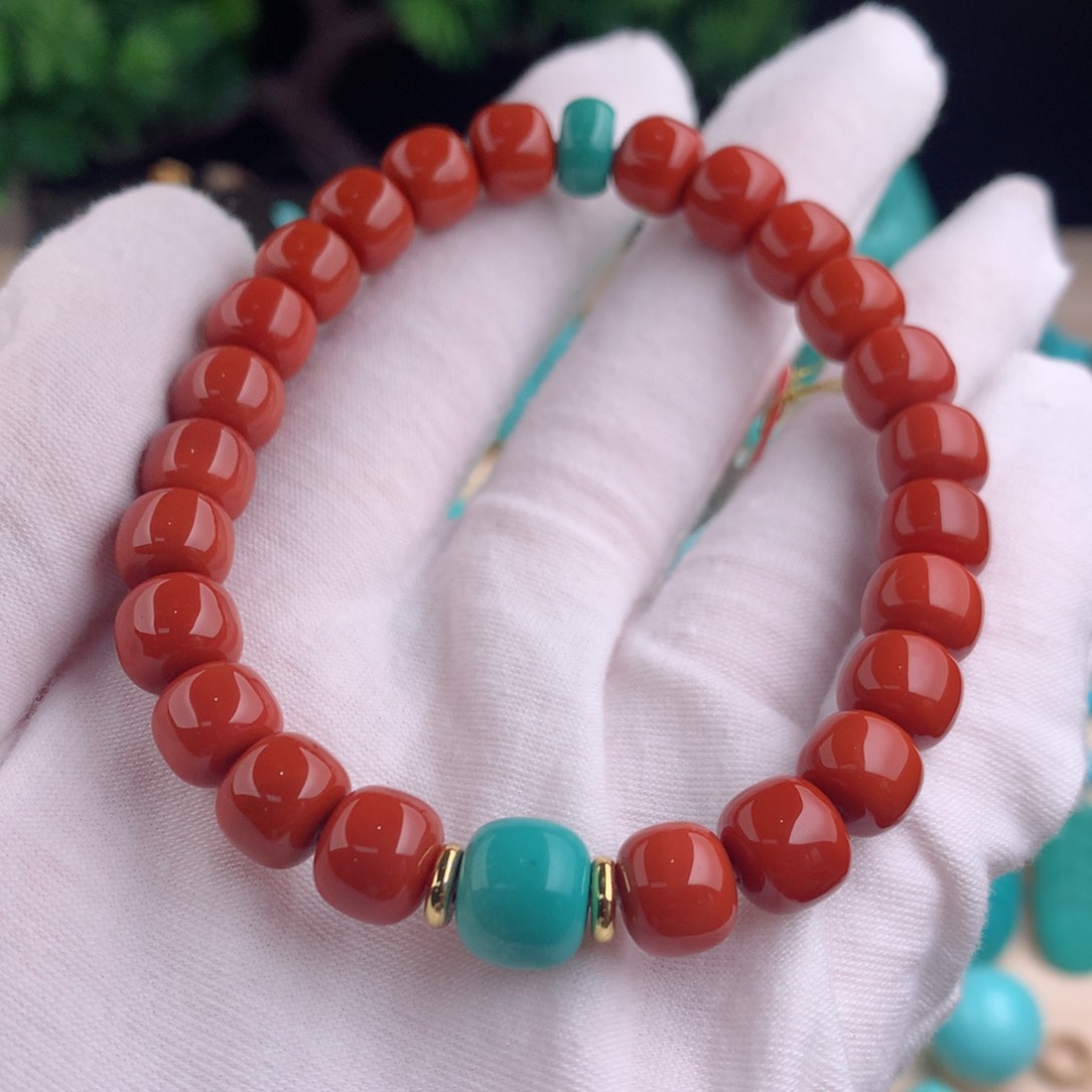 【闪购商品】南红玛瑙手串卡918K金镶嵌