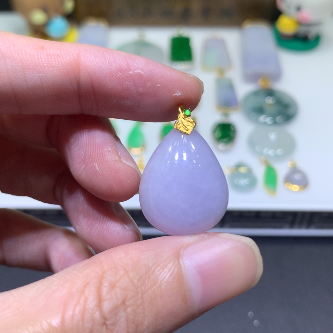 翡翠18K金镶嵌吊坠(不含链)