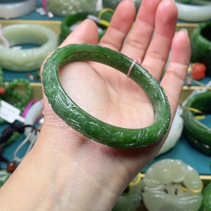 和田玉手镯58+圈口 编号47未镶嵌