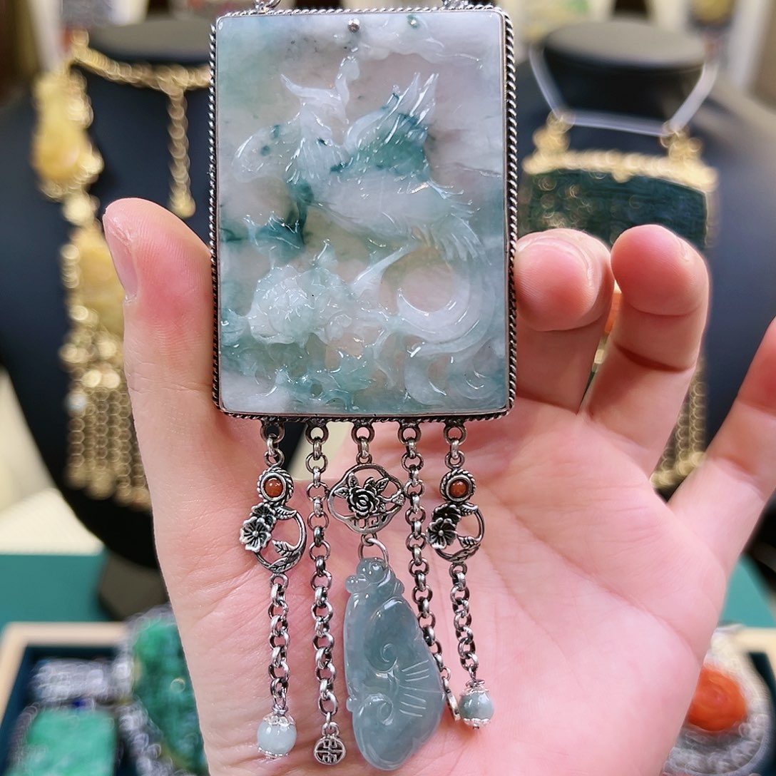 翡翠银S925镶嵌吊坠(不含链)吊坠