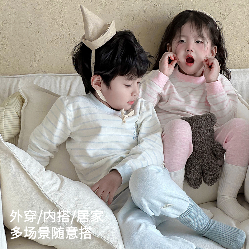 儿童秋衣秋裤秋冬舒绒棉宝宝内衣套装加厚保暖男童女童睡衣棉毛衫