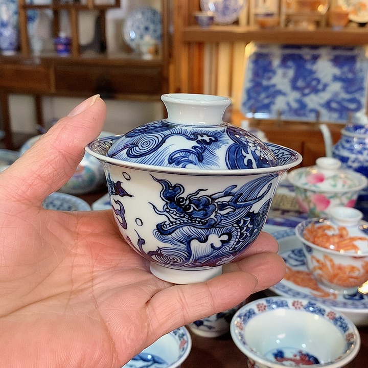 錡镇堂手工手绘盖碗