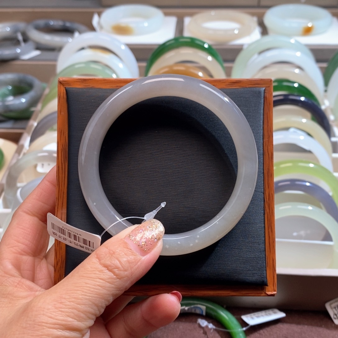 和田玉手镯未镶嵌冰烟藕59.60