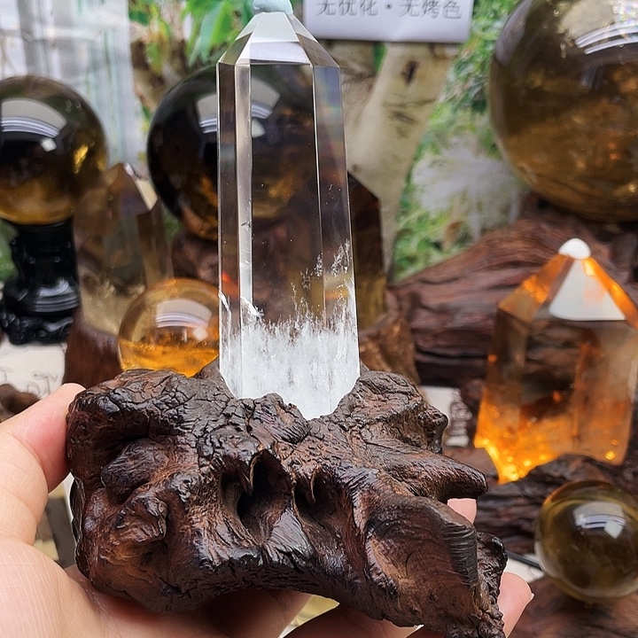 水晶未镶嵌珠宝半成品白水晶能量摆件