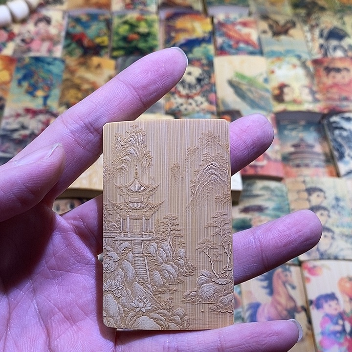 实心玉竹竹牌山水