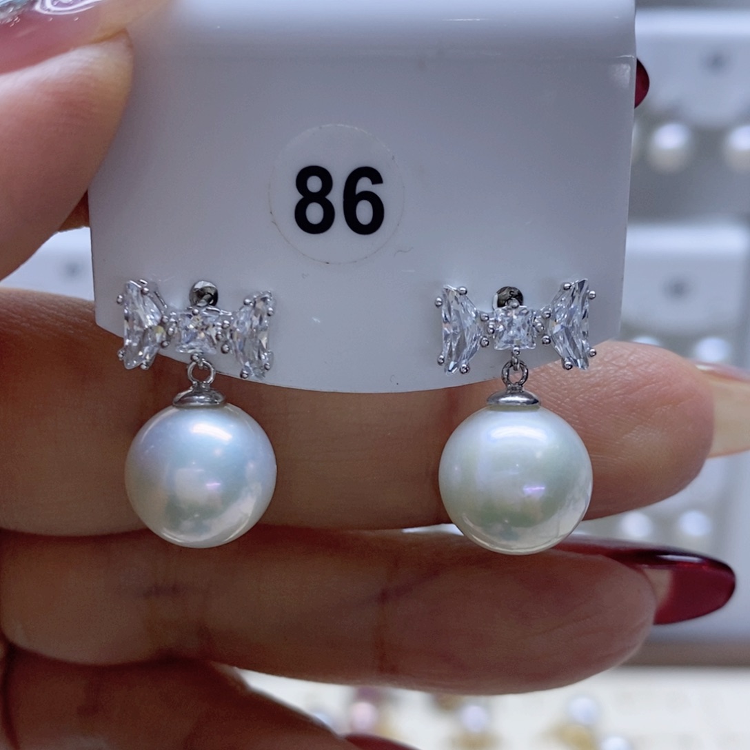淡水珍珠耳饰银S925镶嵌