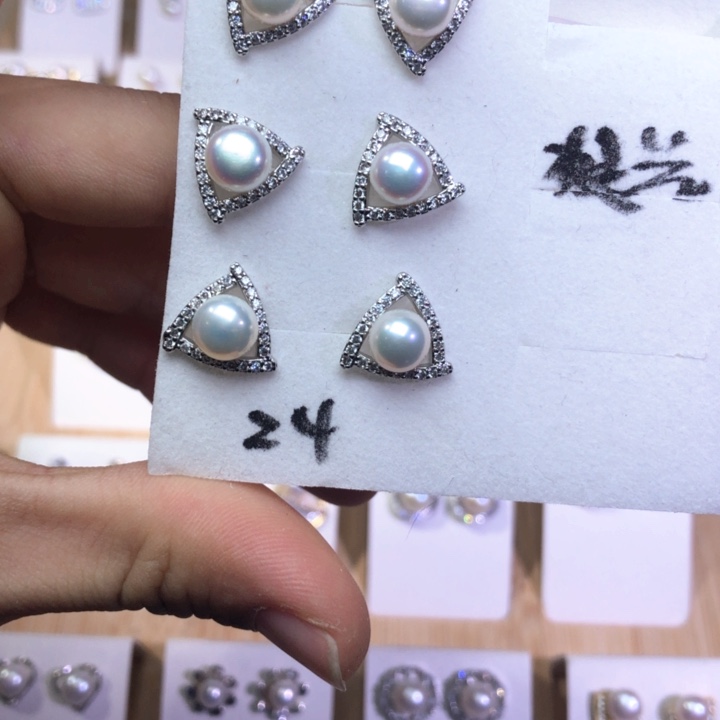 淡水珍珠耳饰银S925镶嵌