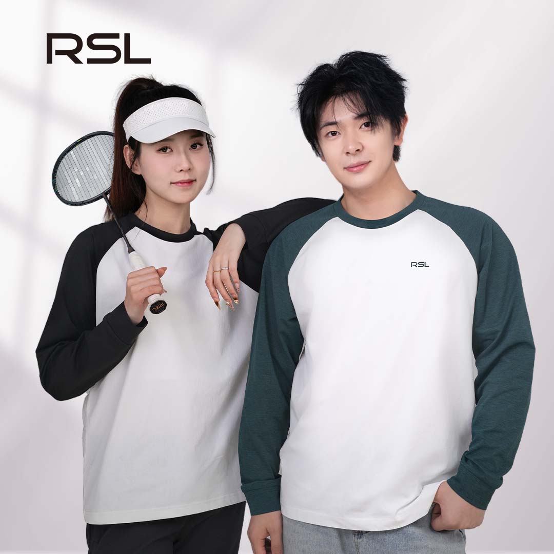 RSL/亚狮龙男女时尚速干运动长袖T百搭撞色情侣款运动卫衣插肩袖