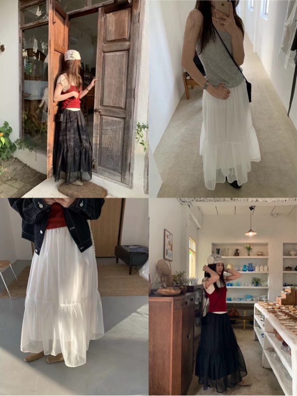 韩系氛围感纱纱长裙2850