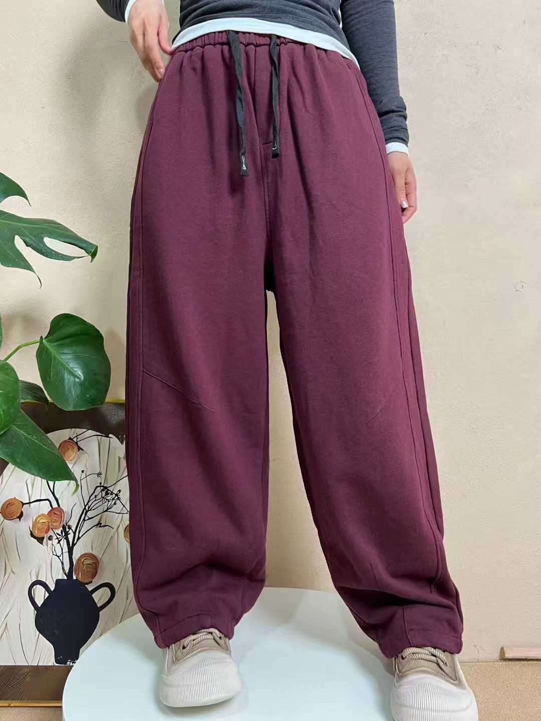 时尚新款彩色宽松休闲阔腿直筒裤女百搭显瘦弯刀裤拖地长裤
