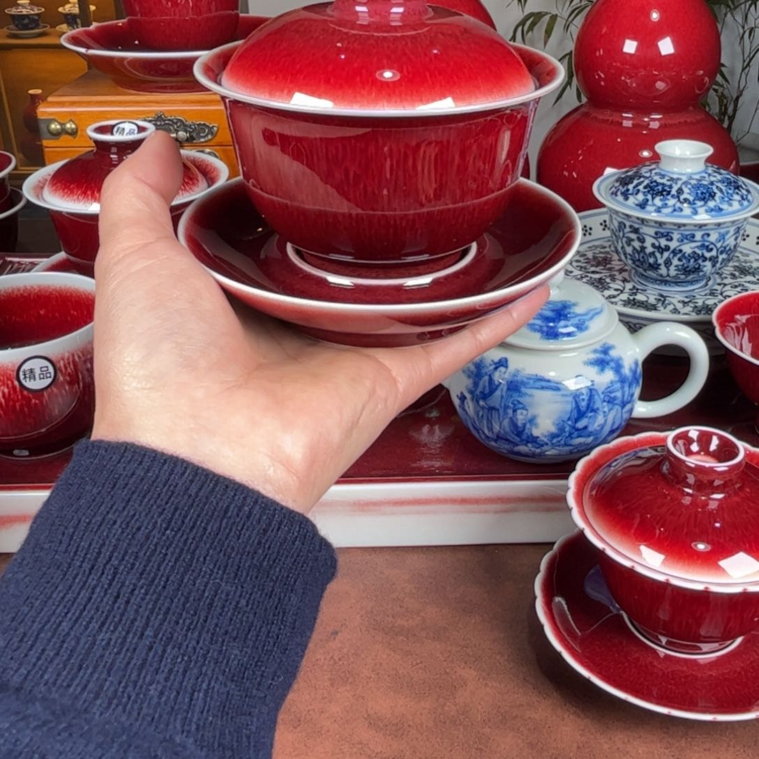 杯景德镇高温下原矿杯三才元宝