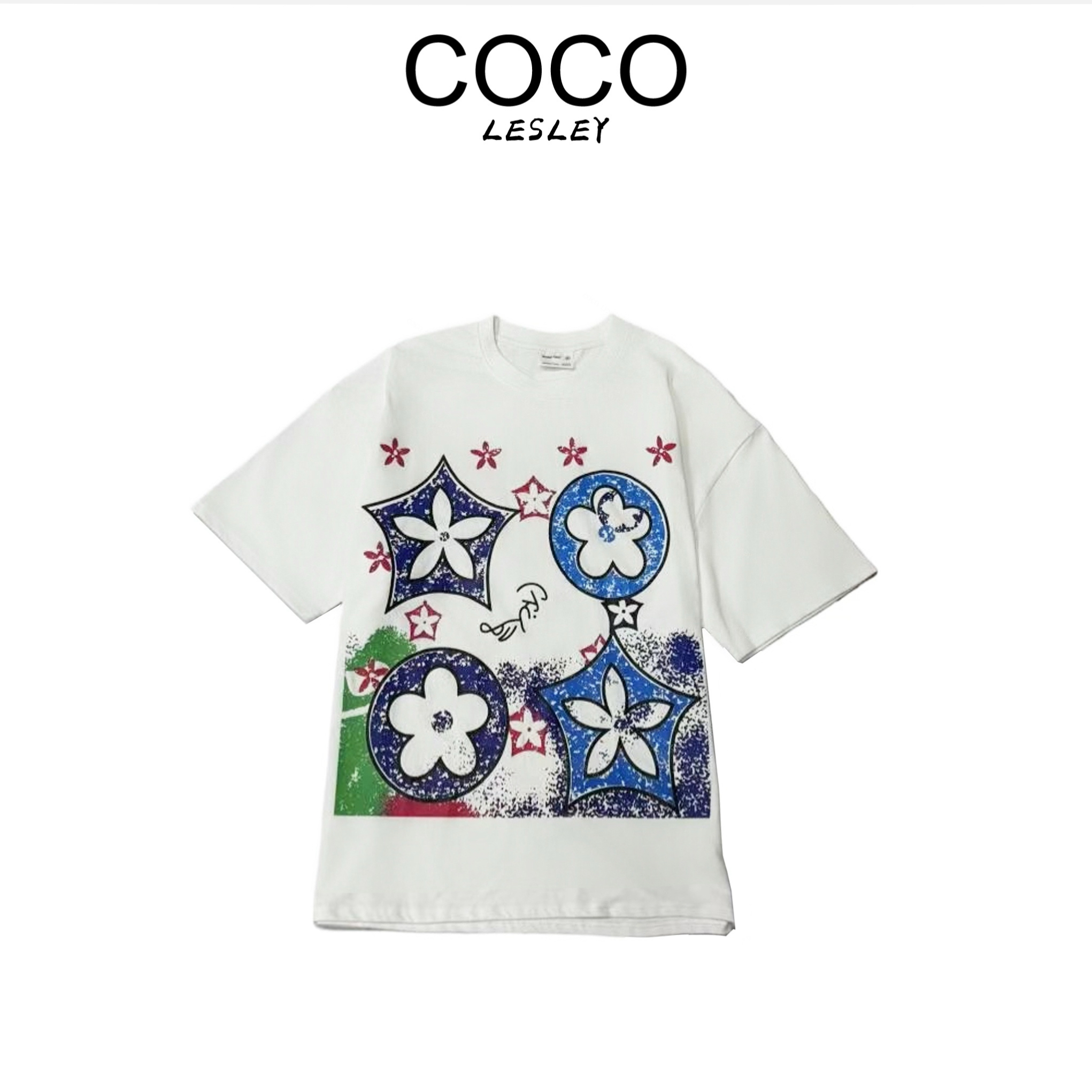 【CoCoLesly】夏天新款宽松印花百搭短袖-X0055