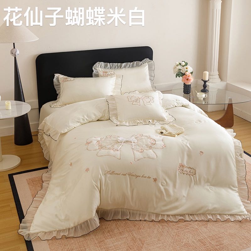 【晴美】法式复古蝴蝶结刺绣夏被四件套-花仙子蝴蝶全系列