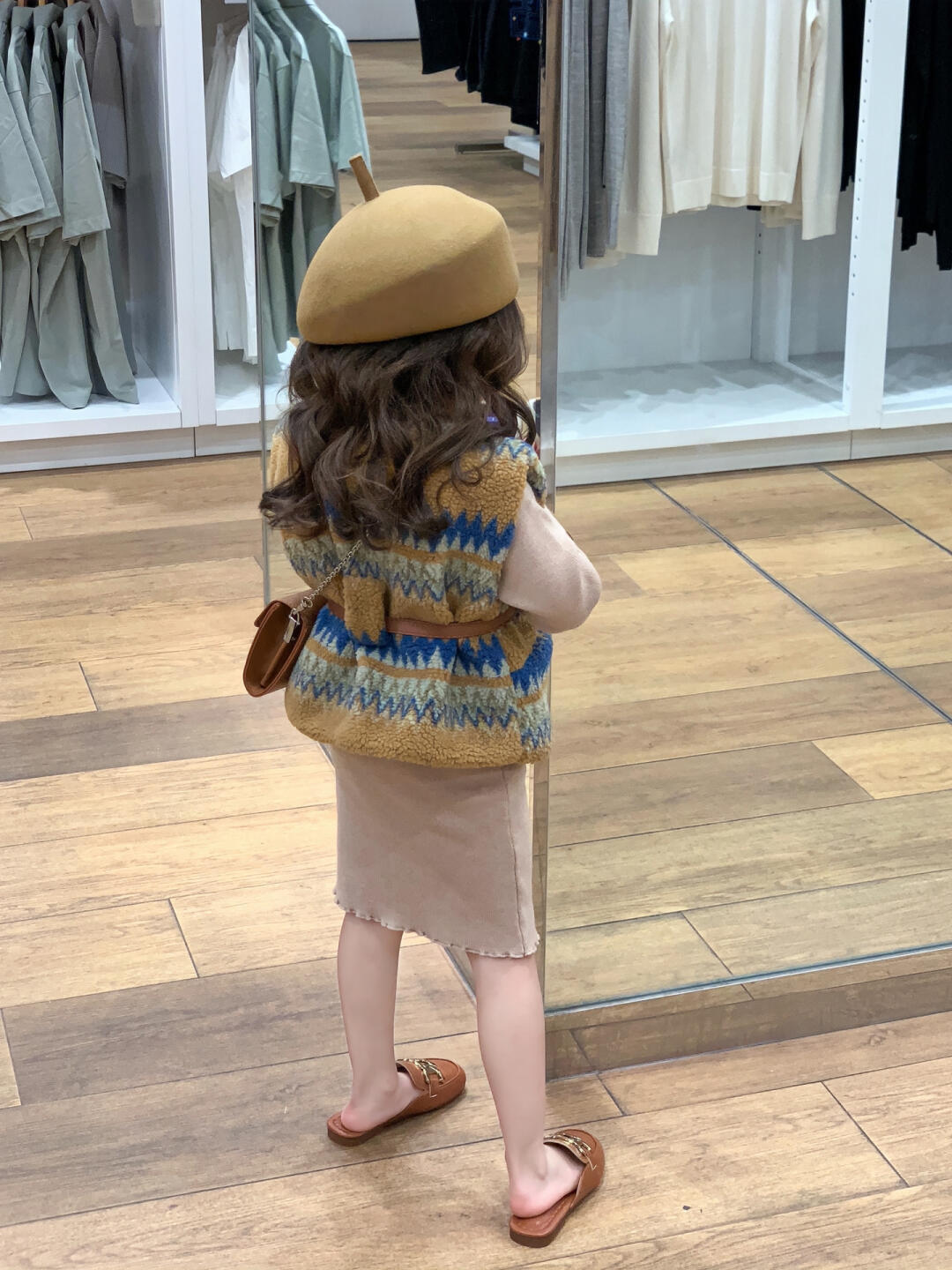 大橙子Studio女童秋冬韩版高领毛线连衣裙夹棉加厚带皮带马甲套装