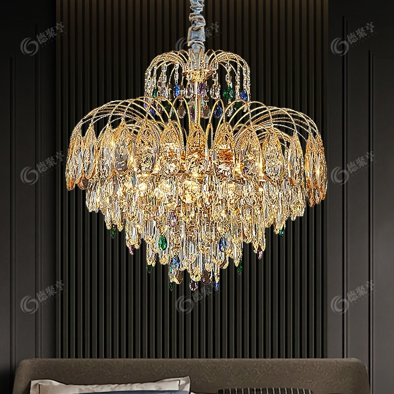 德聚亨轻奢水晶客厅吊灯2026新款高级感房间灯美式法式鼻涕卧室灯