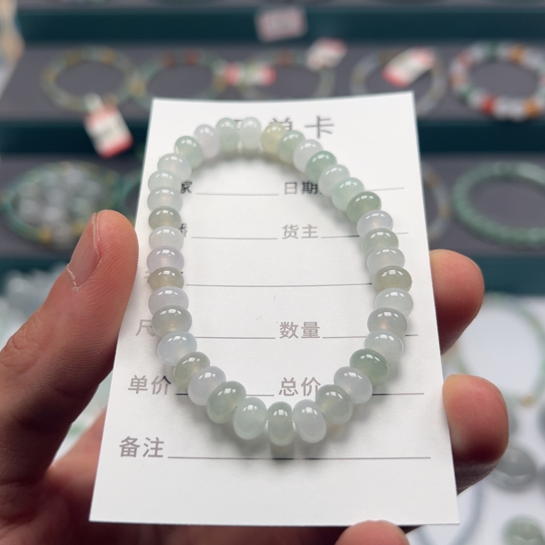 翡翠未镶嵌手链缅甸A货翡翠手串k6.7 A29