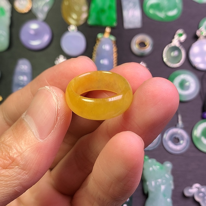 翡翠未镶嵌项圈冰黄翡戒指