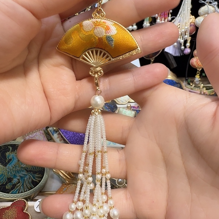 琉璃纯铜合金好看的宋锦发夹呦