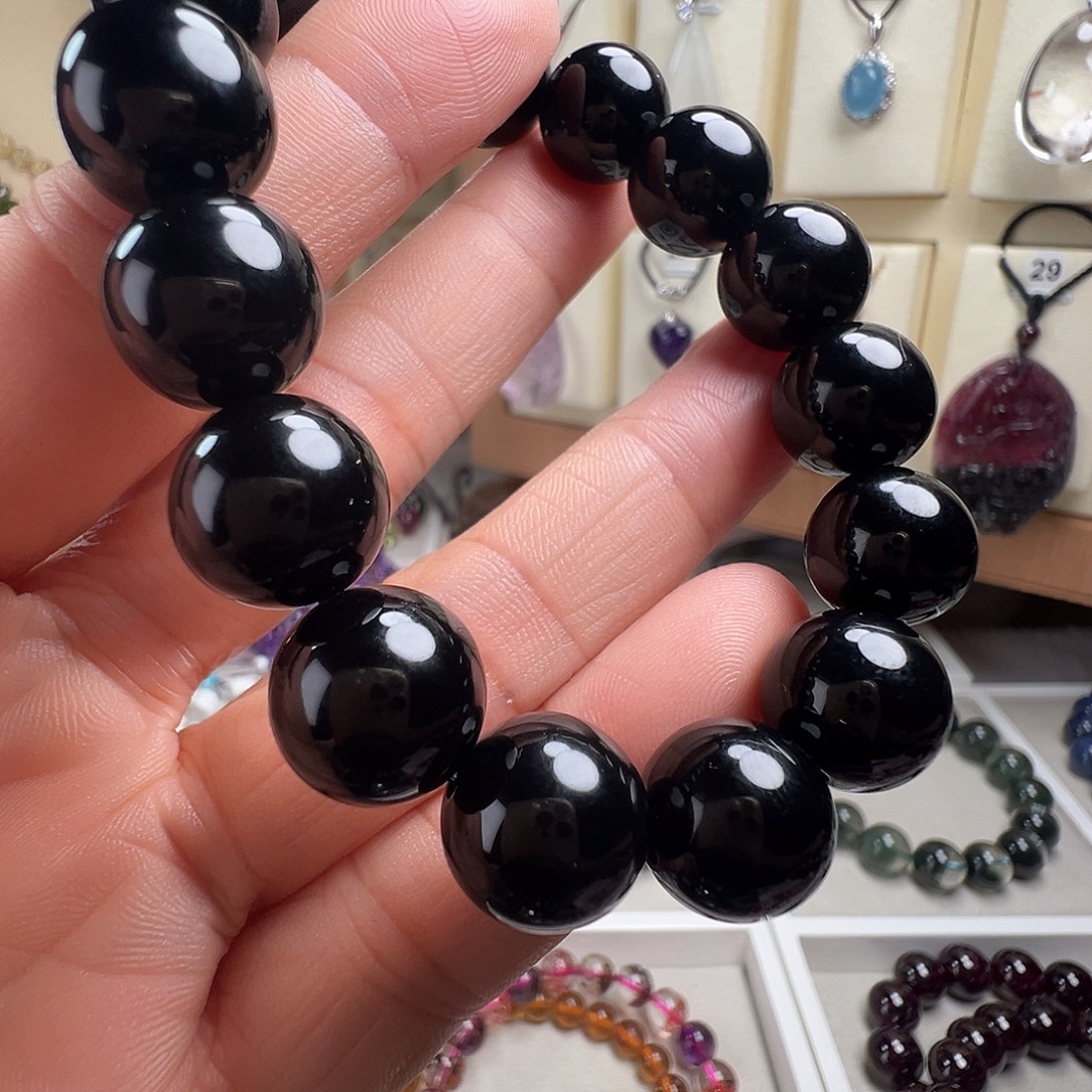 玛瑙/玉髓未镶嵌手链天然黑玛瑙