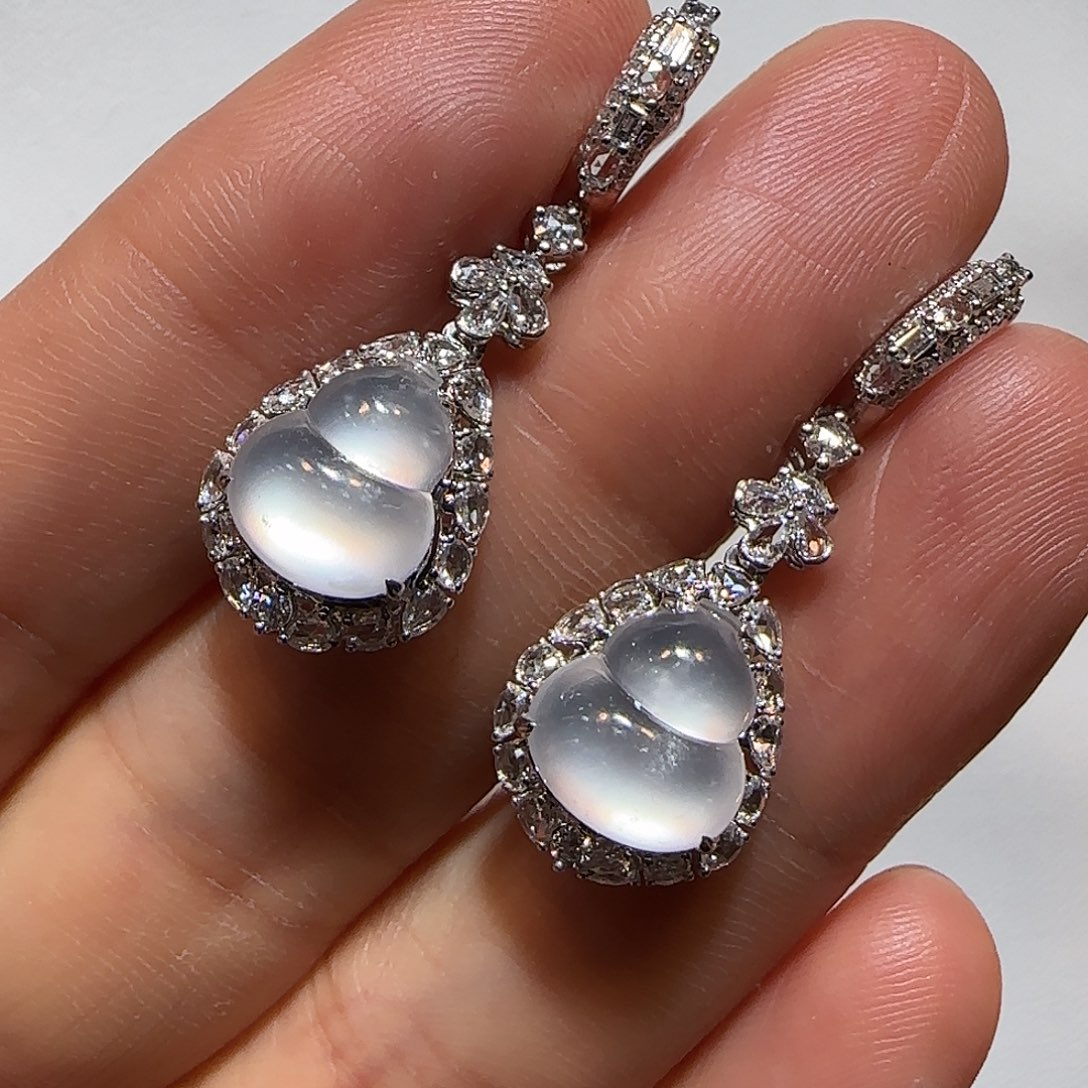 翡翠18K金镶嵌耳饰葫芦耳环