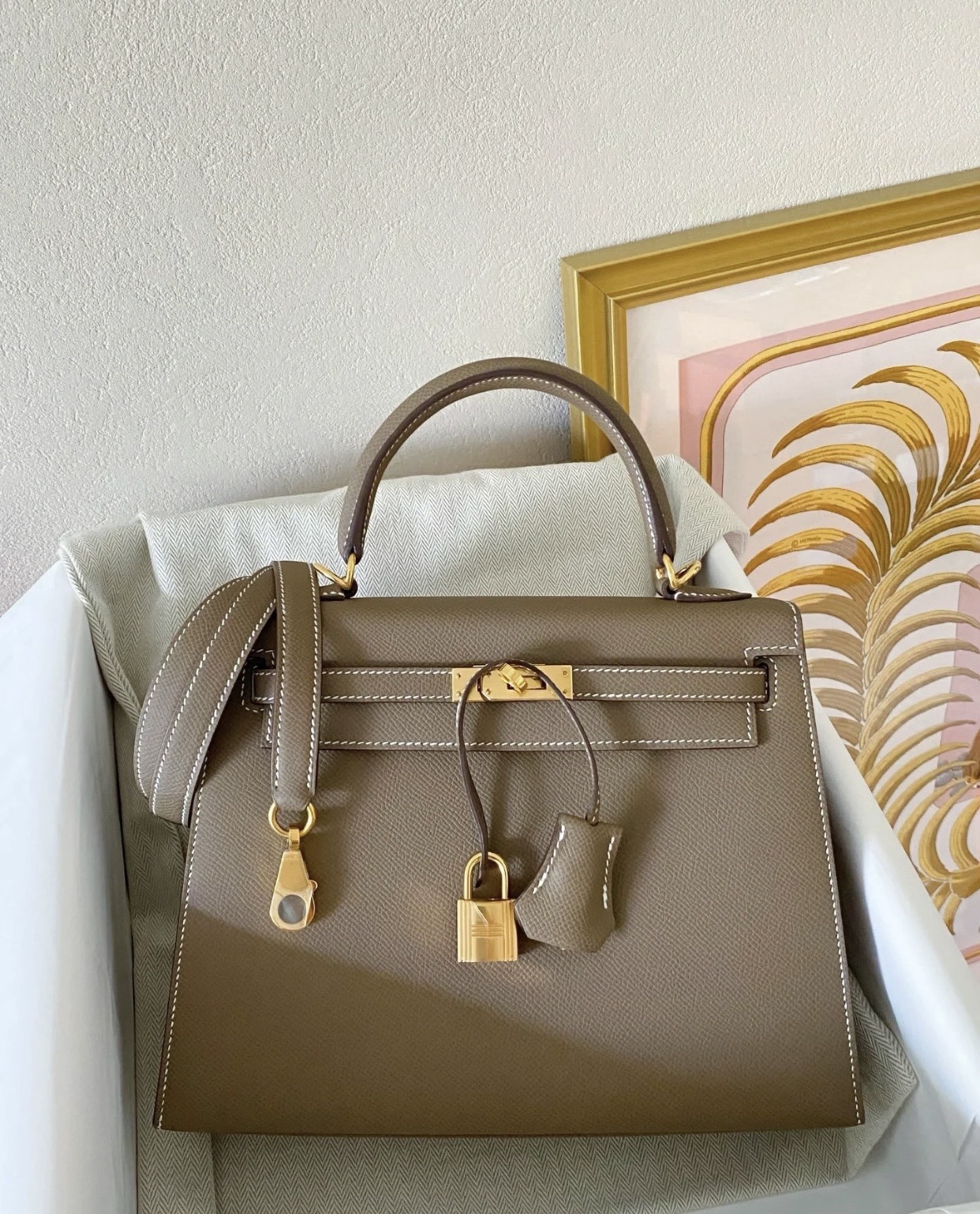 未使用 Hermes/爱马仕 大象灰金扣kelly25包 14905738