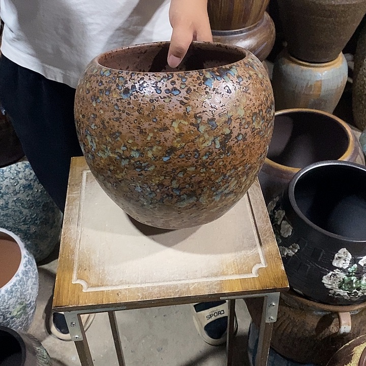 花盆紫砂口19高度22鎏金色……