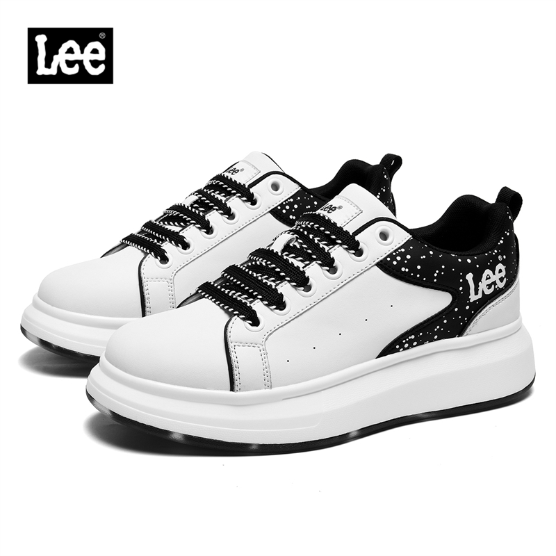 Lee男鞋2025春季新款厚底增高小白鞋男士皮面运动休闲板鞋男潮鞋