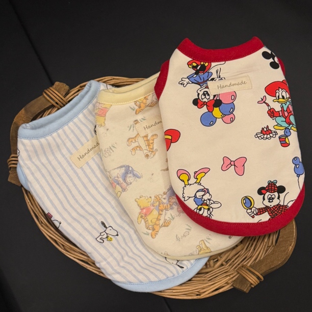 「动漫2.0」宠物狗狗秋冬加绒珊瑚绒卡通条纹背心马甲约克夏泰迪