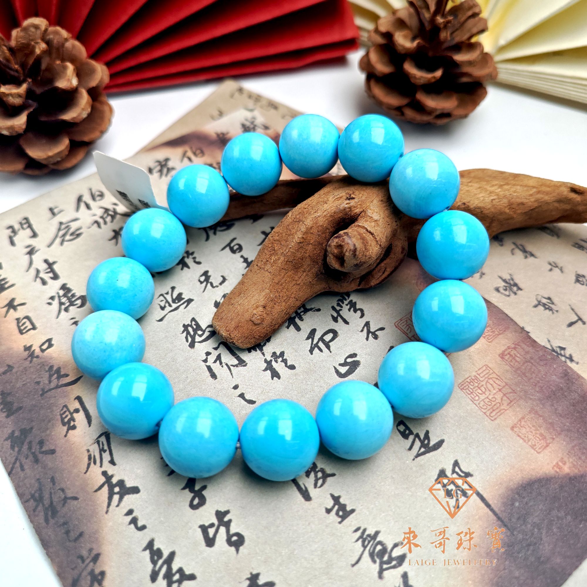 年终狂欢【来哥严选】天空蓝时尚精美圆珠diy手串