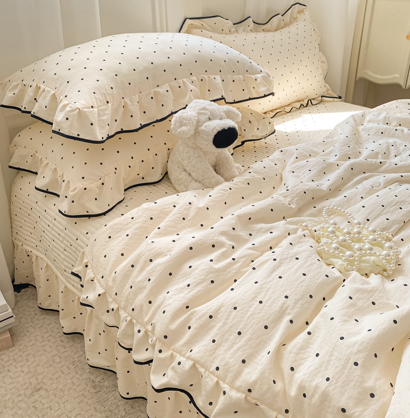 新款法式亲肤云感棉双层纱花边夏被四件套床盖床盖夏凉被四件套