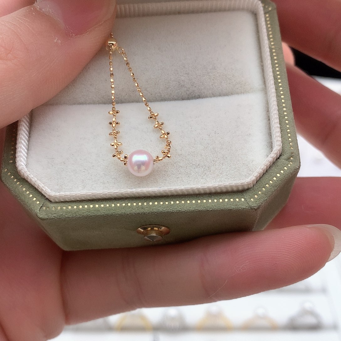 海水珍珠5-6mm ak仙女链戒指18K金镶嵌