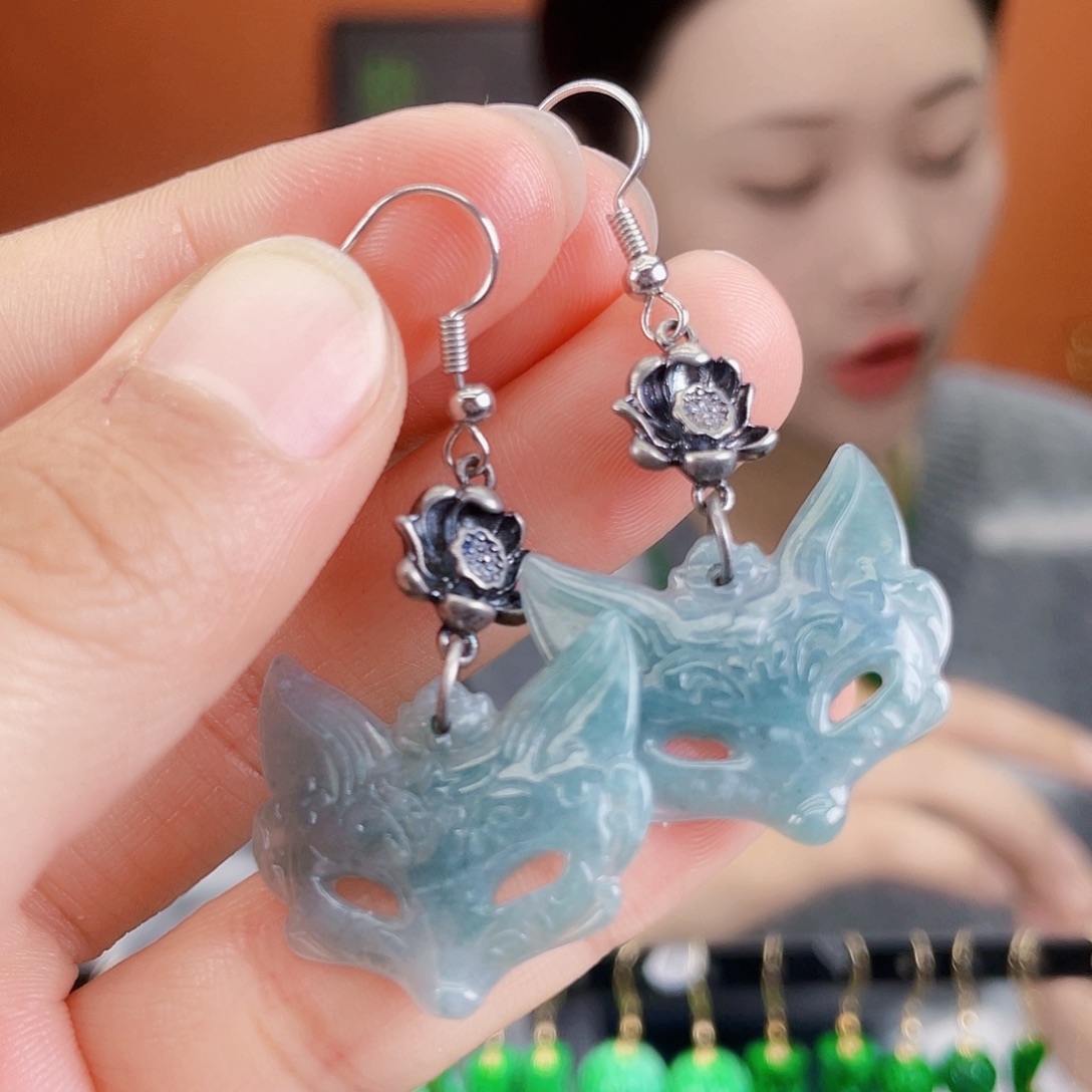 翡翠未镶嵌耳饰饰品