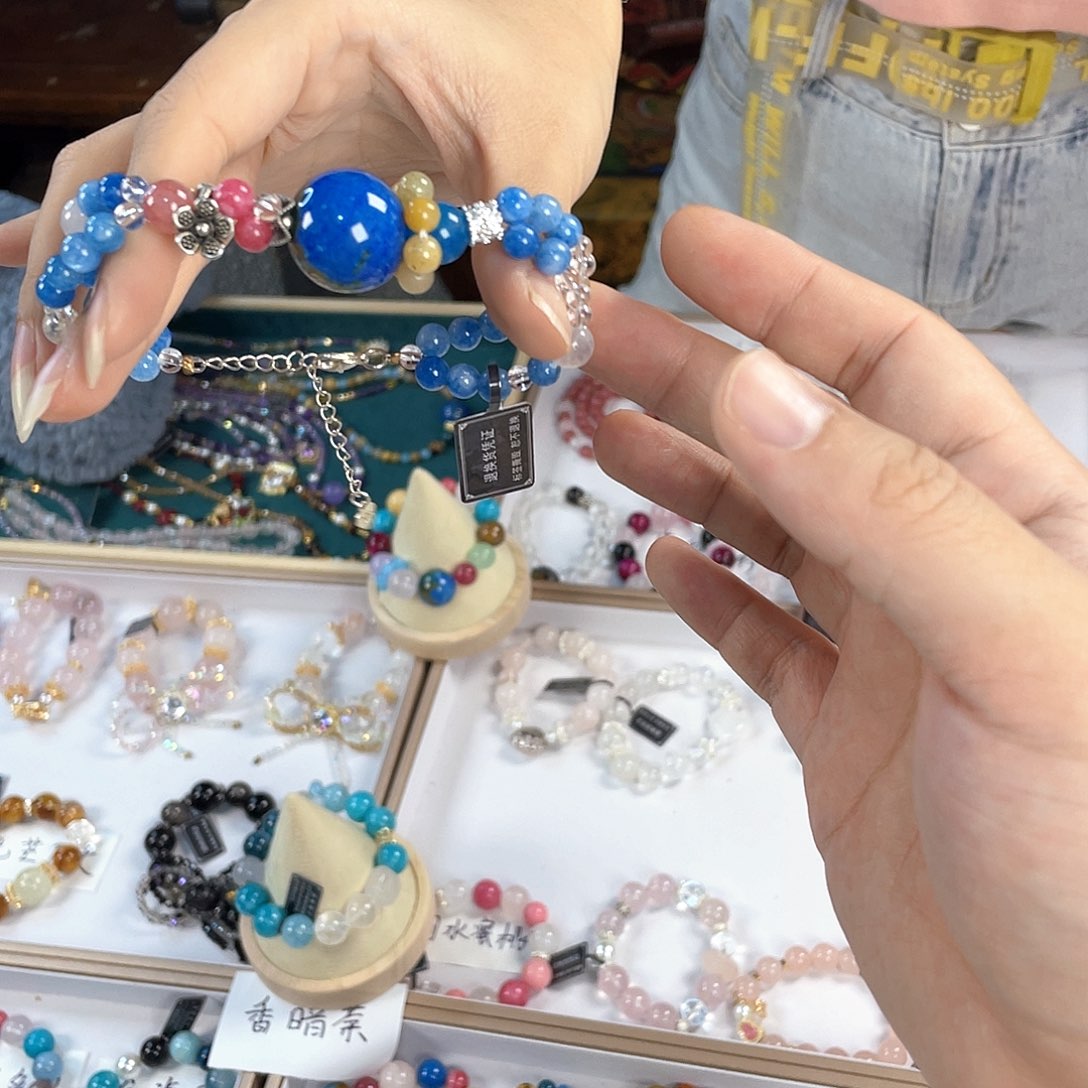 水晶手链银S925镀金镶嵌