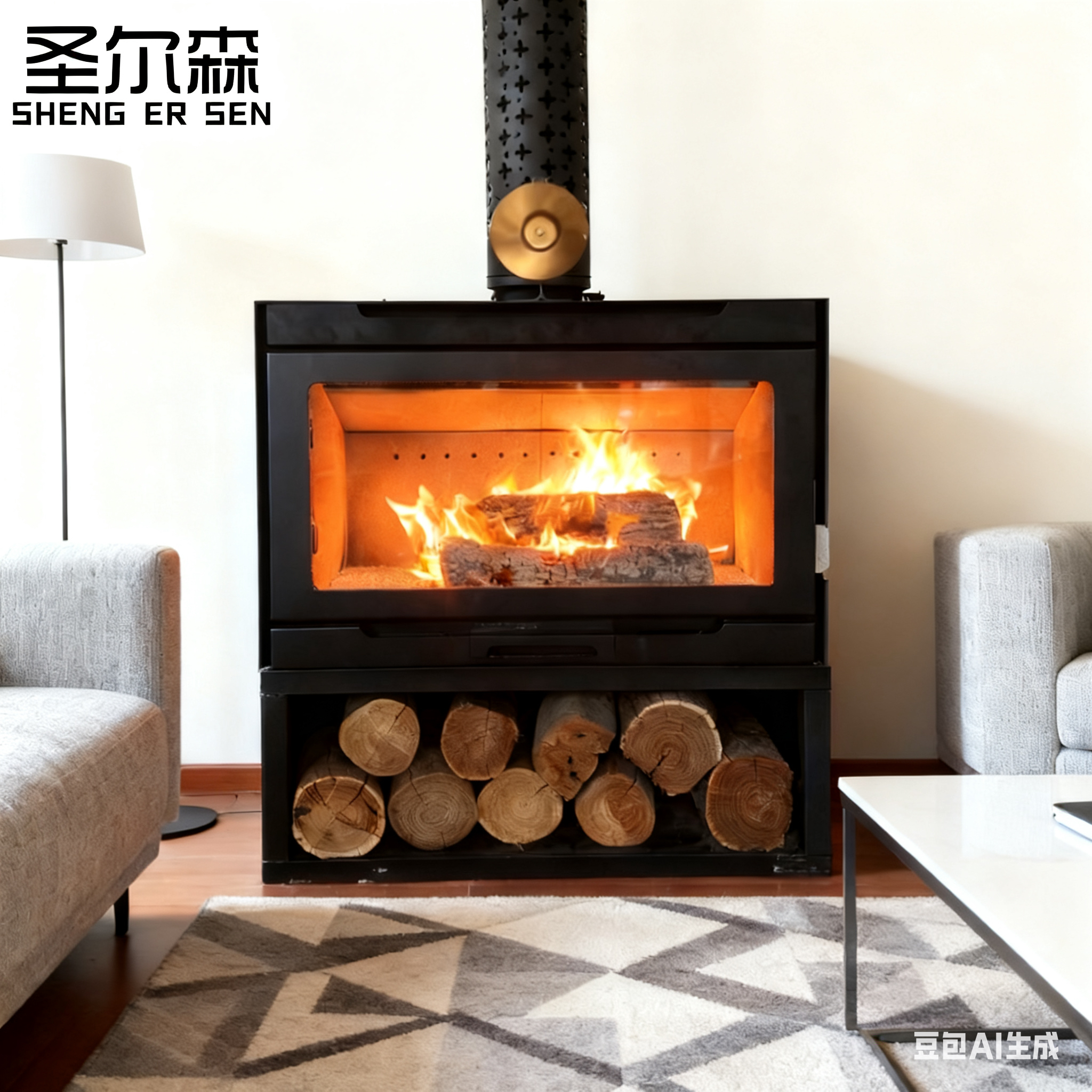 圣尔森轻享款全风幕真火燃木壁炉民宿自建房家居取暖装饰农村取暖