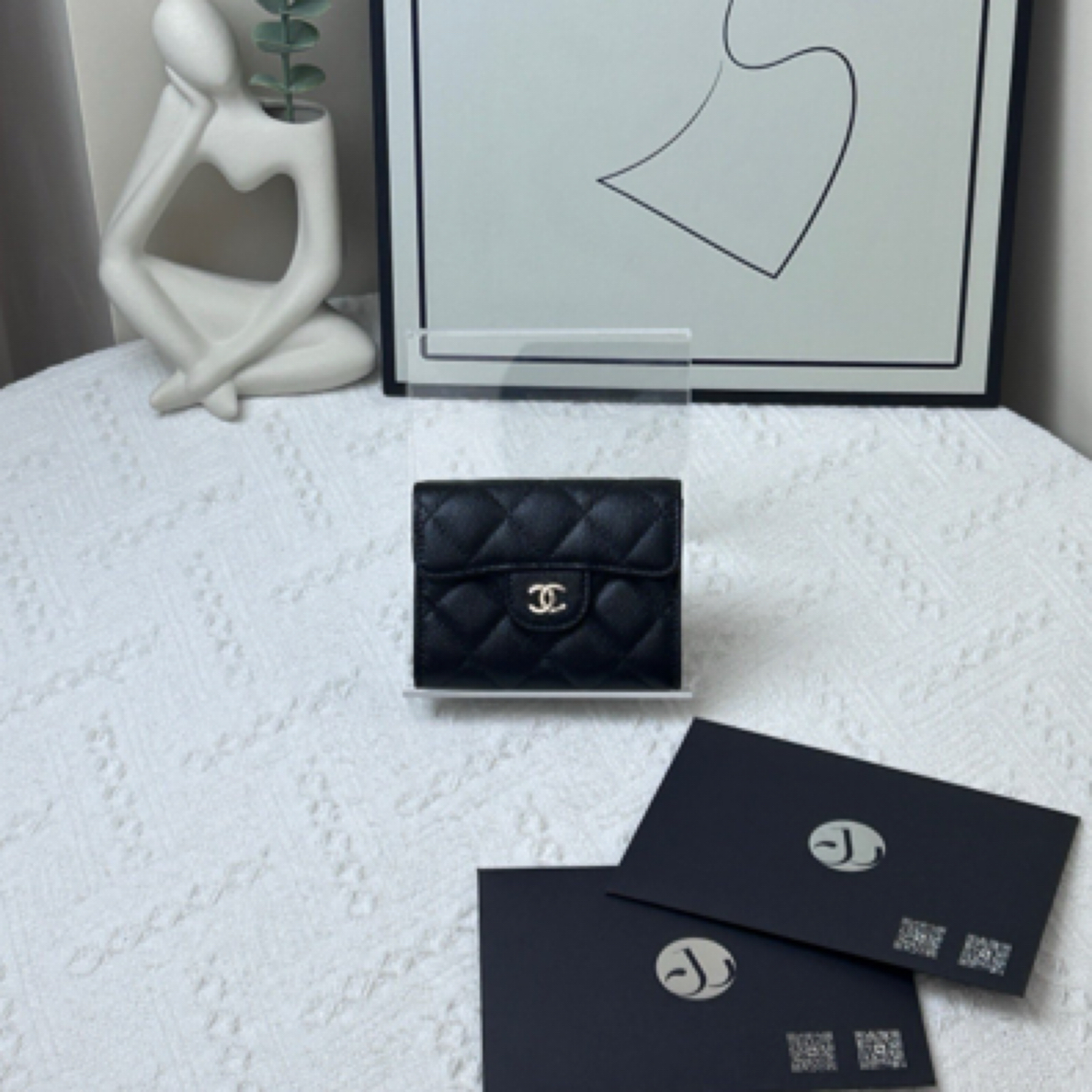 95新 Chanel/香奈儿 卡包黑金 /JW5870