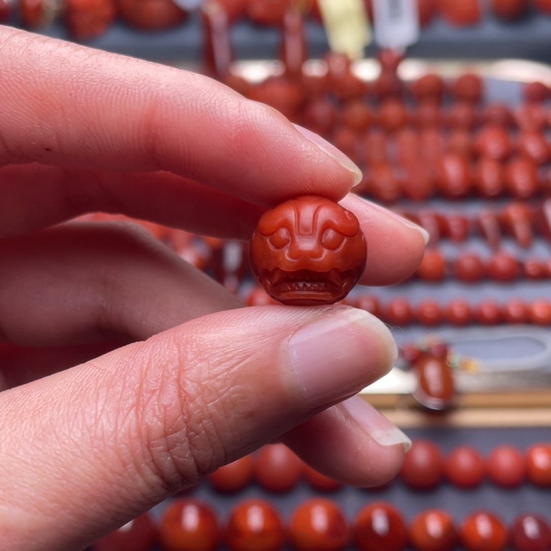 南红玛瑙未镶嵌其他W13.8保山锦红貔貅珠高品