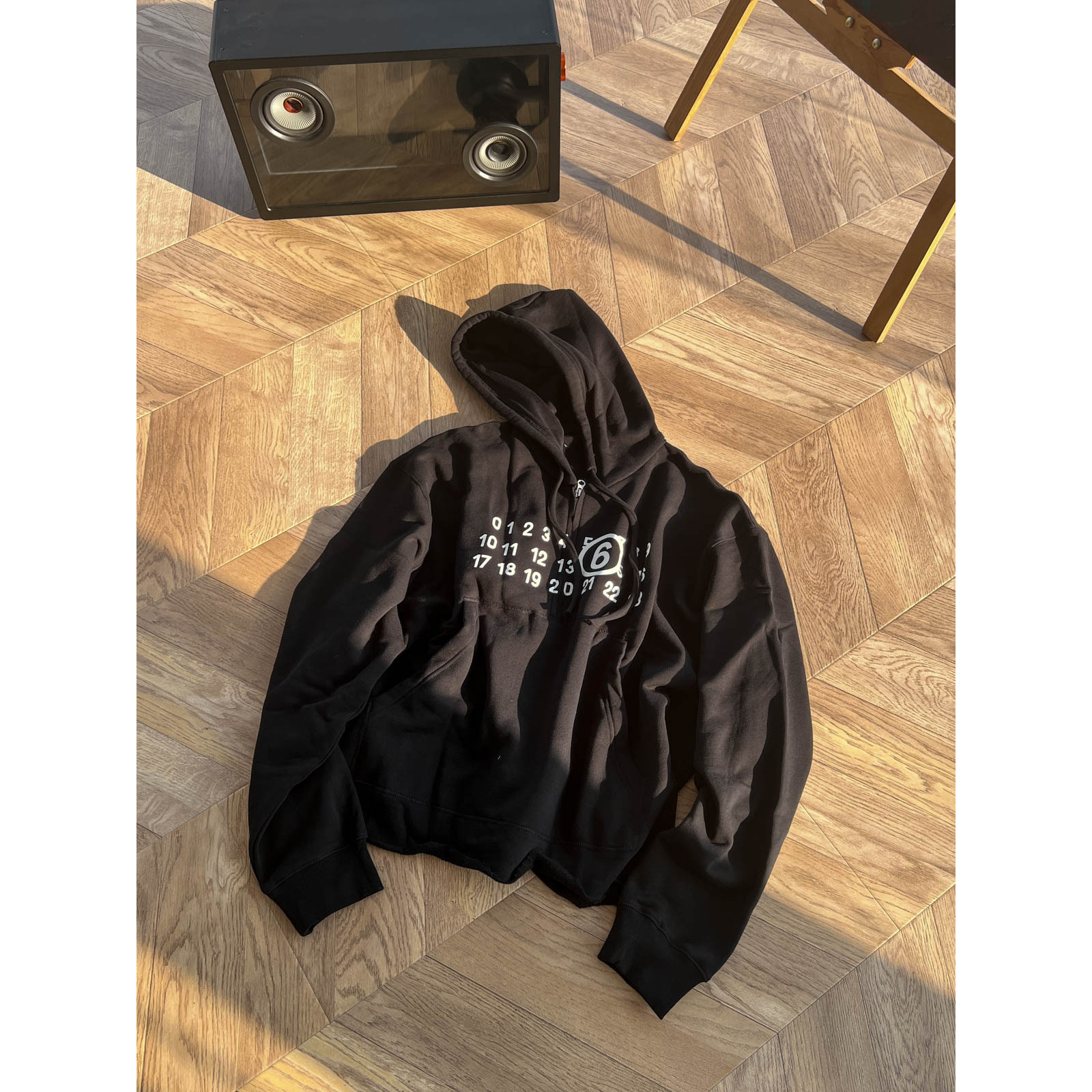 【SUNTEEZA】马吉家24SS数字印花男女情侣宽松半拉链连帽卫衣帽衫