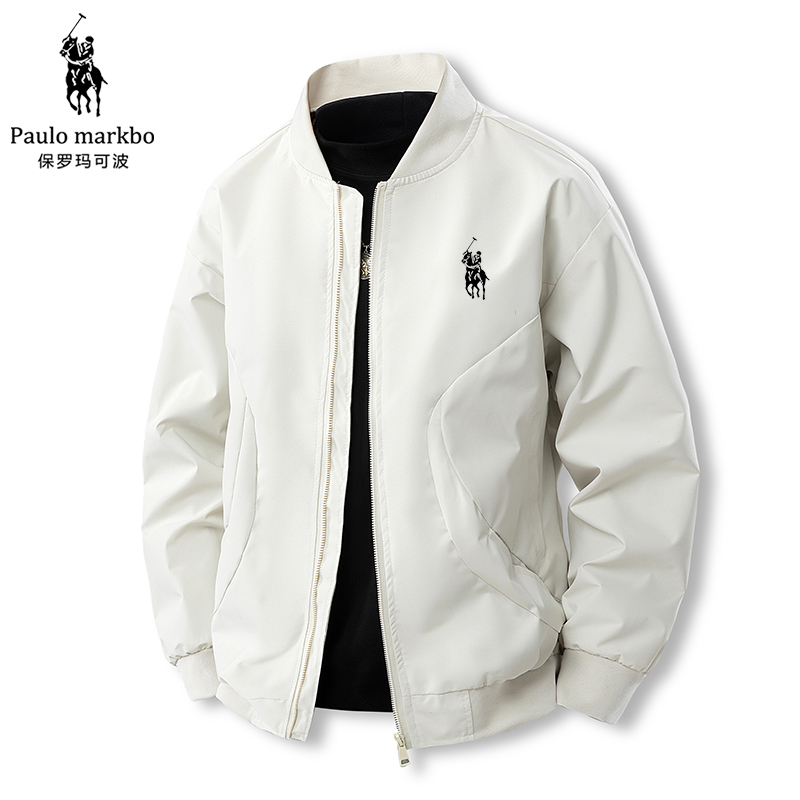 保罗男装秋季夹克男款飞行服宽松大码时尚休闲百搭棒球服情侣外套