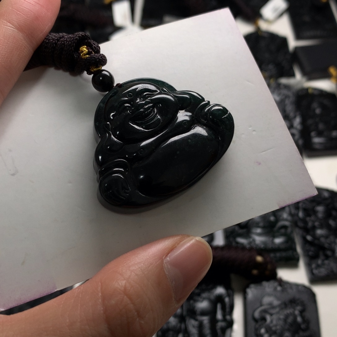 翡翠未镶嵌颈饰天然a货钢琴黑挂件