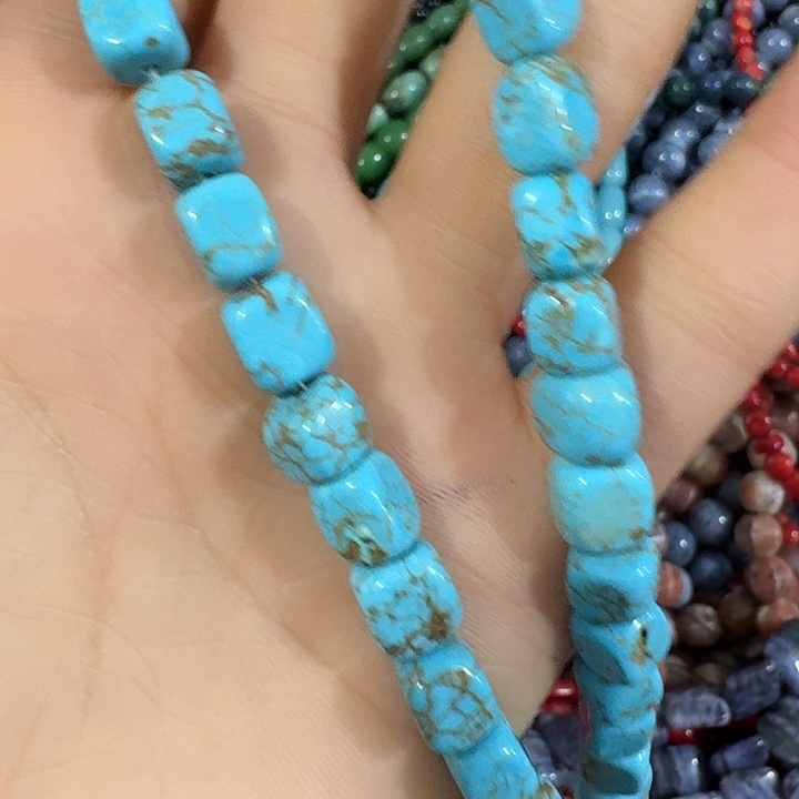 玛瑙/玉髓合金珠宝半成品一条蓝色方糖