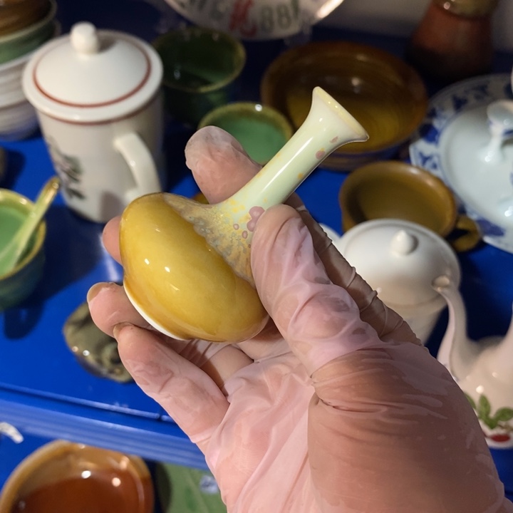 小****瓷片窑变小花瓶摆件