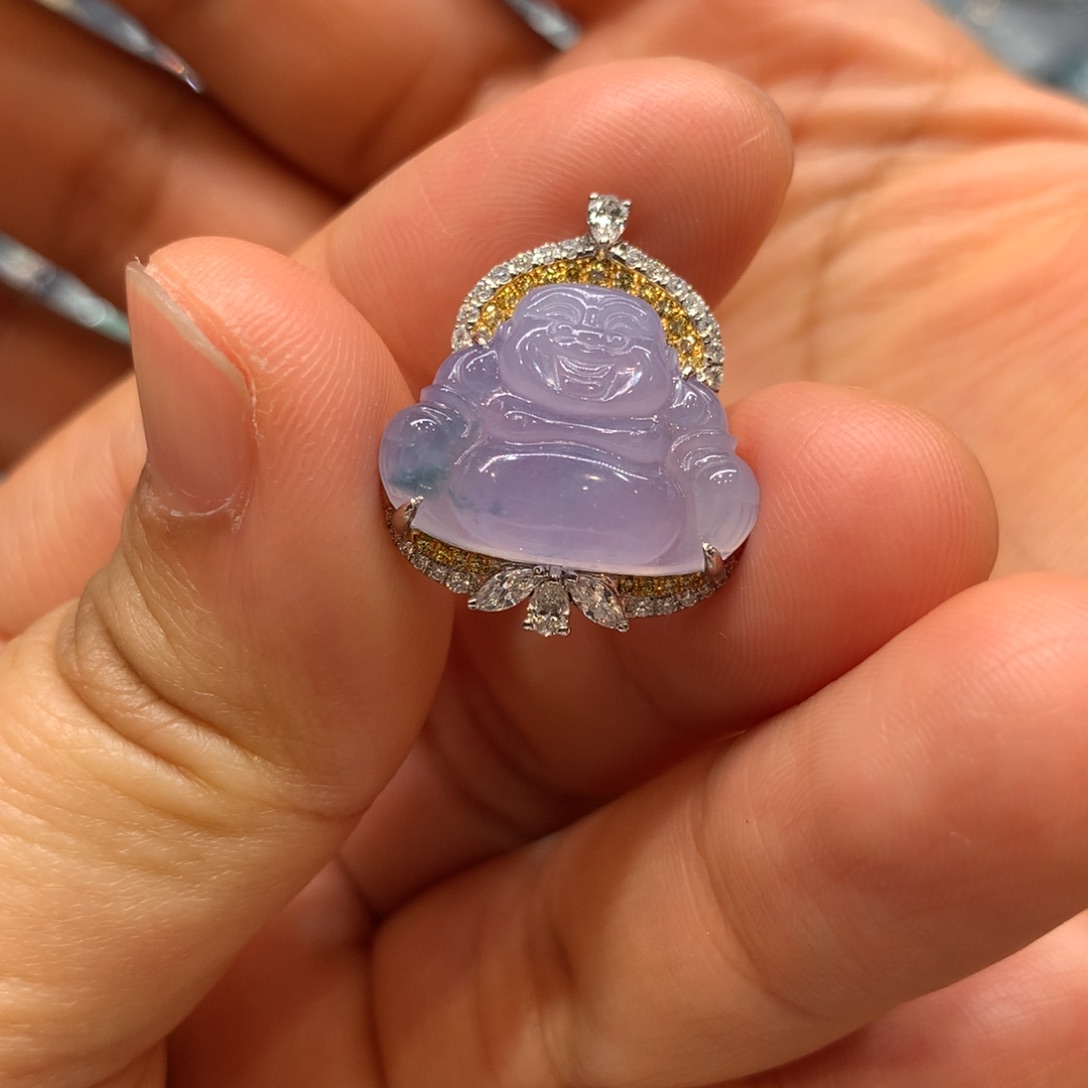 翡翠颈饰18K金镶嵌吊坠