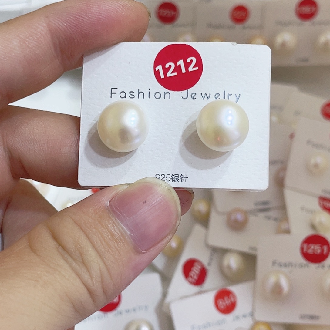 银S925镶嵌耳饰淡水珍珠