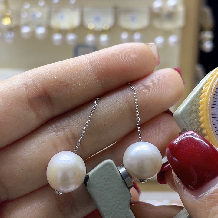 淡水珍珠耳饰银S925镶嵌